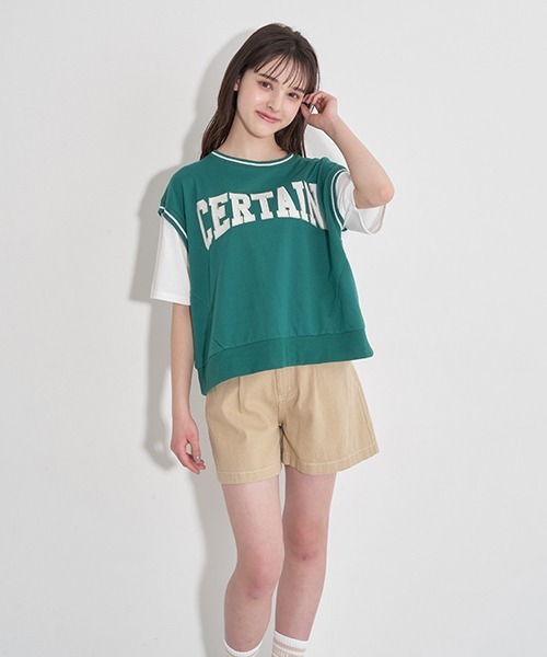 LOVETOXIC（ラブトキシック）の「ベルトつきタックショートパンツ（その他パンツ・キッズ・ベージュ/オフホワイト/ブルー/グレー・S/L/SS/M）」の3枚目の写真