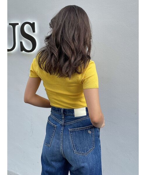 GYDA（ジェイダ）の「FRONT ZIP UP POLOニットトップス（ニット/セーター・レディース・イエロー/ブラック/オフホワイト・FREE）」の7枚目の写真