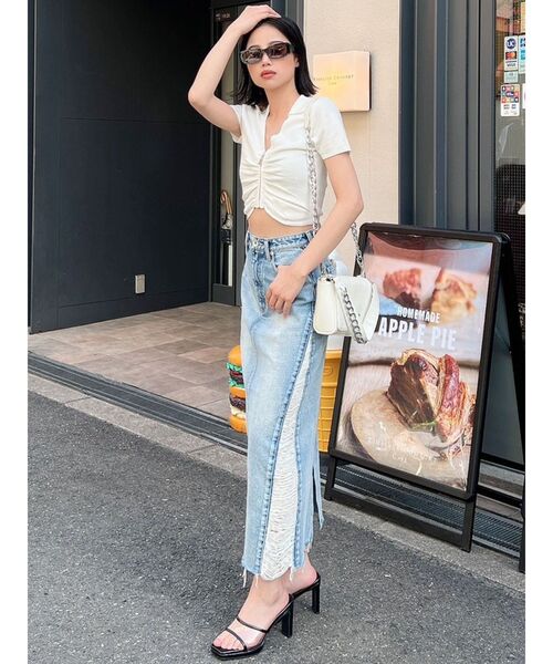 GYDA（ジェイダ）の「FRONT ZIP UP POLOニットトップス（ニット/セーター・レディース・イエロー/ブラック/オフホワイト・FREE）」の20枚目の写真