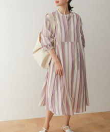 『UR TECH Smart Linen Touch』カラーストライプワンピース