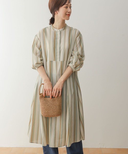 URBAN RESEARCH DOORS（アーバンリサーチドアーズ）の「『UR TECH Smart Linen Touch』カラーストライプワンピース（ワンピース・レディース・ミント/ブルー/パープル・MEDIUM）」の4枚目の写真