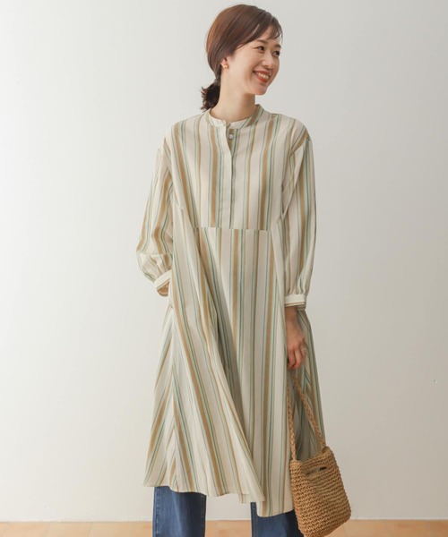 URBAN RESEARCH DOORS（アーバンリサーチドアーズ）の「『UR TECH Smart Linen Touch』カラーストライプワンピース（ワンピース・レディース・ミント/ブルー/パープル・MEDIUM）」の5枚目の写真