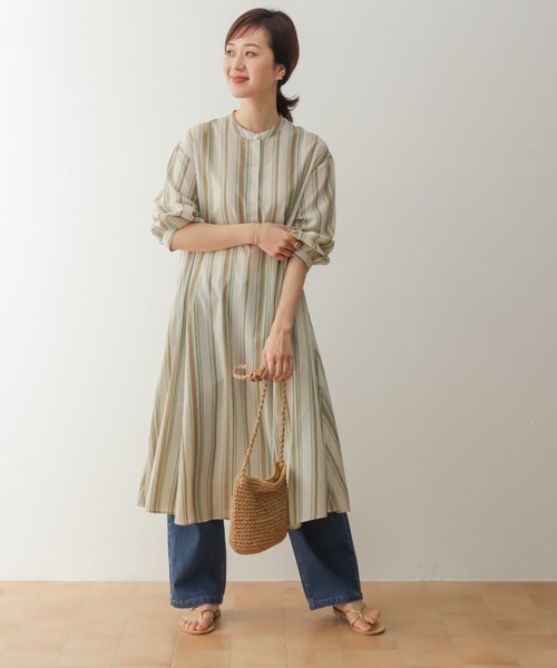 URBAN RESEARCH DOORS（アーバンリサーチドアーズ）の「『UR TECH Smart Linen Touch』カラーストライプワンピース（ワンピース・レディース・ミント/ブルー/パープル・MEDIUM）」の12枚目の写真