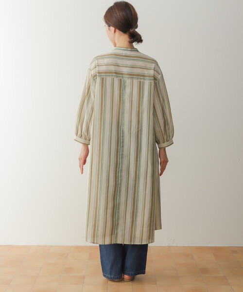 美品 DOORSドアーズきれい色UR TECH カラーストライプワンピース♪ セール】『UR TECH Smart Linen Touch』カラーストライプ