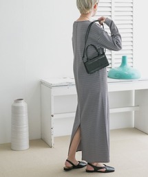 KBF | ボーダーステッチカットワンピース(ワンピース)