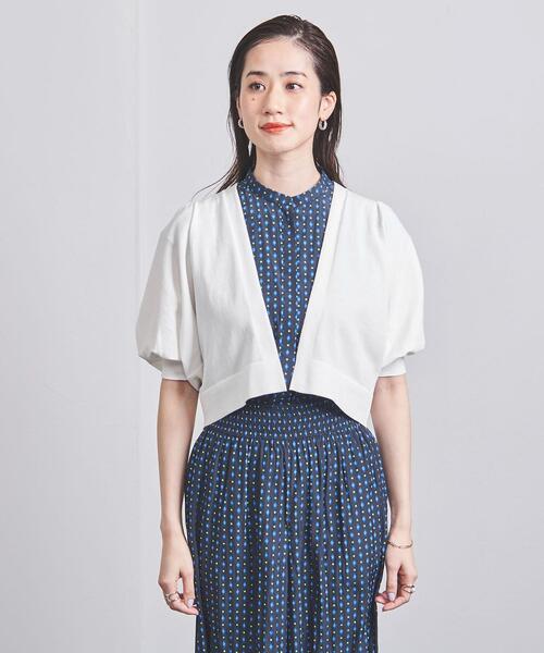 UNITED ARROWS(ユナイテッドアローズ)の「パフスリーブ ショートカーディガン(カーディガン/ボレロ・レディース・オフホワイト/ブラック/ダークグレー・FREE)」の4枚目の写真