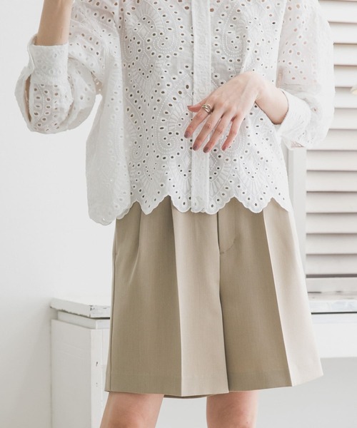 KBF（ケイビーエフ）の「ダブルタックショートパンツ（その他パンツ・レディース・ベージュ/ブラック/グレー・ONE）」の3枚目の写真