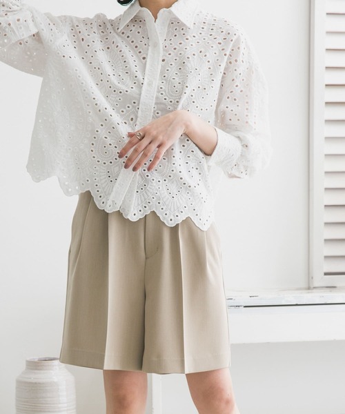 KBF（ケイビーエフ）の「ダブルタックショートパンツ（その他パンツ・レディース・ベージュ/ブラック/グレー・ONE）」の9枚目の写真