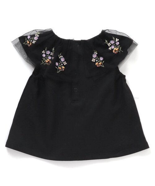 Seraph（セラフ）の「チュール刺繍トップス（Tシャツ/カットソー・キッズ・サーモンピンク/ブラック/オフホワイト・80/90/95/100/110/120/130/140）」の4枚目の写真