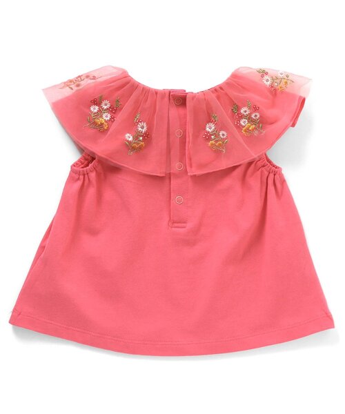 Seraph（セラフ）の「チュール刺繍トップス（Tシャツ/カットソー・キッズ・サーモンピンク/ブラック/オフホワイト・80/90/95/100/110/120/130/140）」の5枚目の写真