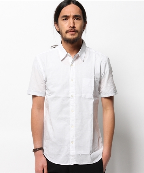 OUTLET（アウトレット）の「【CIAOPANIC TYPY】綿麻シャンブレー半袖シャツ（シャツ/ブラウス・メンズ・ブルー/ホワイト/ネイビー・MEDIUM/LARGE/SMALL）」の2枚目の写真