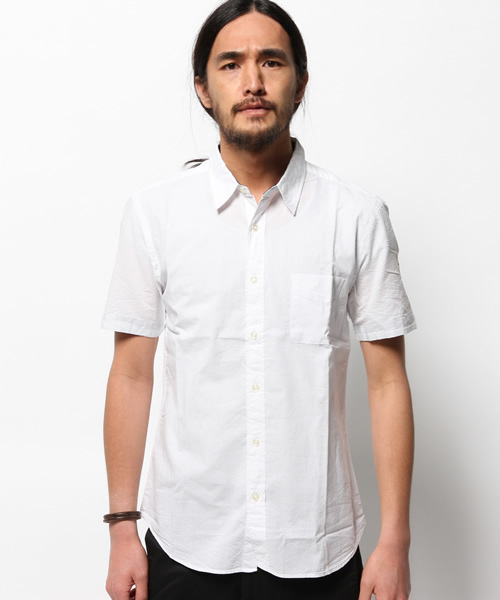 OUTLET（アウトレット）の「【CIAOPANIC TYPY】綿麻シャンブレー半袖シャツ（シャツ/ブラウス・メンズ・ブルー/ホワイト/ネイビー・MEDIUM/LARGE/SMALL）」の4枚目の写真
