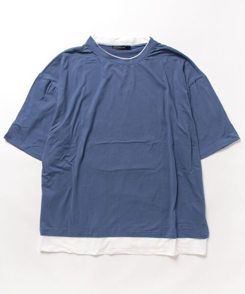B.I.D.(ビーアイディー)の「【Bz】【LAnGe】フェイクレイヤードルーズシルエットTシャツ 韓国ファッション 韓国系(Tシャツ/カットソー・レディース・ブラック/ホワイト/ブラウン/ネイビー/レッド系その他・X-LARGE/MEDIUM/LARGE)」の4枚目の写真