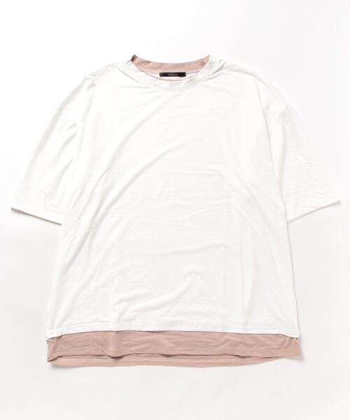 B.I.D.(ビーアイディー)の「【Bz】【LAnGe】フェイクレイヤードルーズシルエットTシャツ 韓国ファッション 韓国系(Tシャツ/カットソー・レディース・ブラック/ホワイト/ブラウン/ネイビー/レッド系その他・X-LARGE/MEDIUM/LARGE)」の1枚目の写真