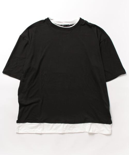 B.I.D.(ビーアイディー)の「【Bz】【LAnGe】フェイクレイヤードルーズシルエットTシャツ 韓国ファッション 韓国系(Tシャツ/カットソー・レディース・ブラック/ホワイト/ブラウン/ネイビー/レッド系その他・X-LARGE/MEDIUM/LARGE)」の2枚目の写真