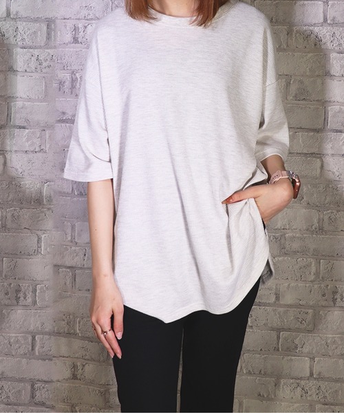 UNDERWRAPS(アンダーラップス)の「ワッフルラウンドT(M3)(Tシャツ/カットソー・レディース・ブラック/ベージュ/オートミール/ホワイト/グリーン・LARGE/MEDIUM)」の4枚目の写真
