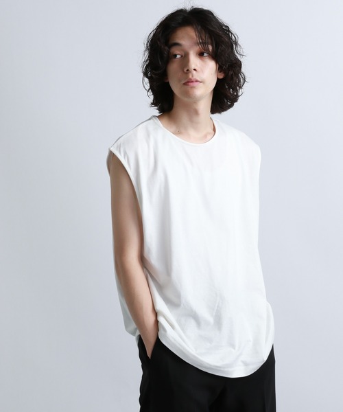 HARE(ハレ)の「ユルノースリーブBIGカット(HARE)(Tシャツ/カットソー・メンズ・ブラック/ホワイト/グレー/オレンジ/イエロー/ブラック系その他/グレー系その他/ホワイト系その他/ライトグレー/グレー系その他2/ブラック×シルバー/レッド系その他/グレー系その他3・FREE/SMALL/MEDIUM)」の3枚目の写真