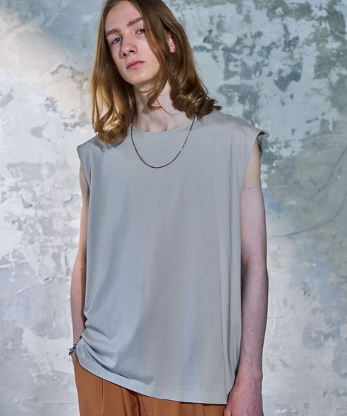 HARE(ハレ)の「ユルノースリーブBIGカット(HARE)(Tシャツ/カットソー・メンズ・ブラック/ホワイト/グレー/オレンジ/イエロー/ブラック系その他/グレー系その他/ホワイト系その他/ライトグレー/グレー系その他2/ブラック×シルバー/レッド系その他/グレー系その他3・FREE/SMALL/MEDIUM)」の7枚目の写真