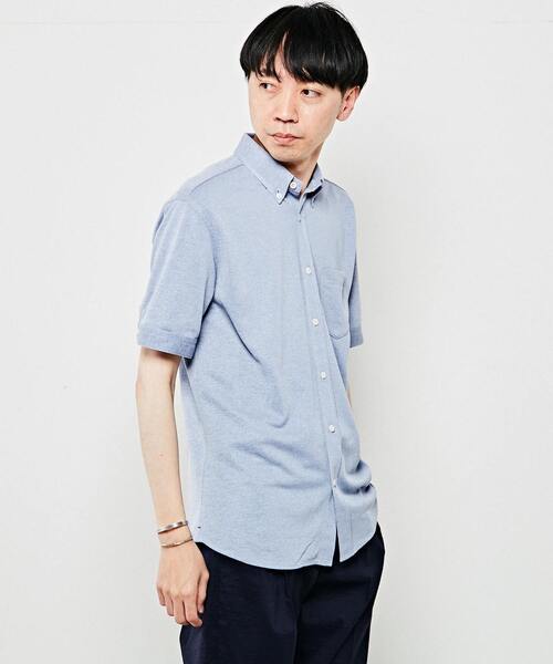 MEN'S MELROSE（メンズメルローズ）の「【WEB限定】リネンライクカノコボタンダウンカラーシャツ（シャツ/ブラウス・メンズ・ブルー/ピンク/ライラック/ネイビー・5/2/4/3）」の6枚目の写真