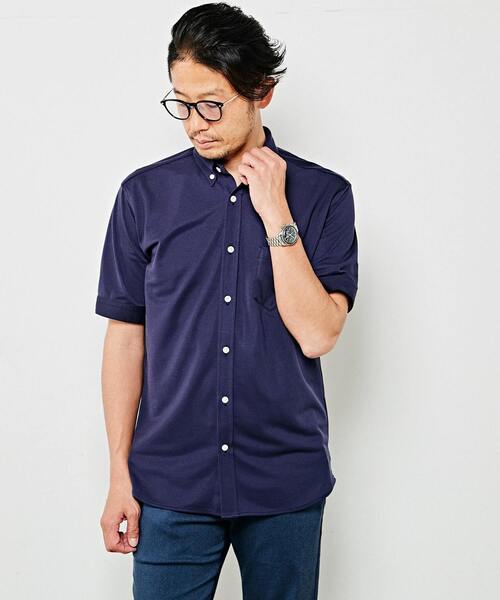 MEN'S MELROSE（メンズメルローズ）の「【WEB限定】リネンライクカノコボタンダウンカラーシャツ（シャツ/ブラウス・メンズ・ブルー/ピンク/ライラック/ネイビー・5/2/4/3）」の8枚目の写真
