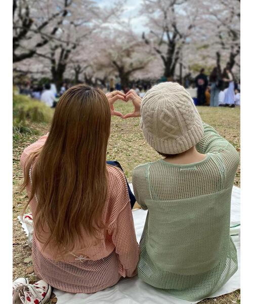 Green　Parks（グリーンパークス）の「SET2点 透かしカーデ+キャミソール（カーディガン/ボレロ・レディース・グリーン/ピンク・FREE）」の6枚目の写真