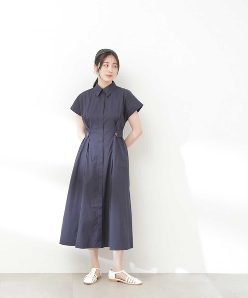 N.(N. Natural Beauty Basic)(エヌエヌナチュラルビューティーベーシック)の「◆サイドボタンベルトシャツワンピース(ワンピース・レディース・ネイビー/オフホワイト/ブルー・SMALL/MEDIUM)」の22枚目の写真