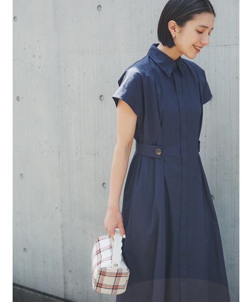 N.(N. Natural Beauty Basic)(エヌエヌナチュラルビューティーベーシック)の「◆サイドボタンベルトシャツワンピース(ワンピース・レディース・ネイビー/オフホワイト/ブルー・SMALL/MEDIUM)」の2枚目の写真