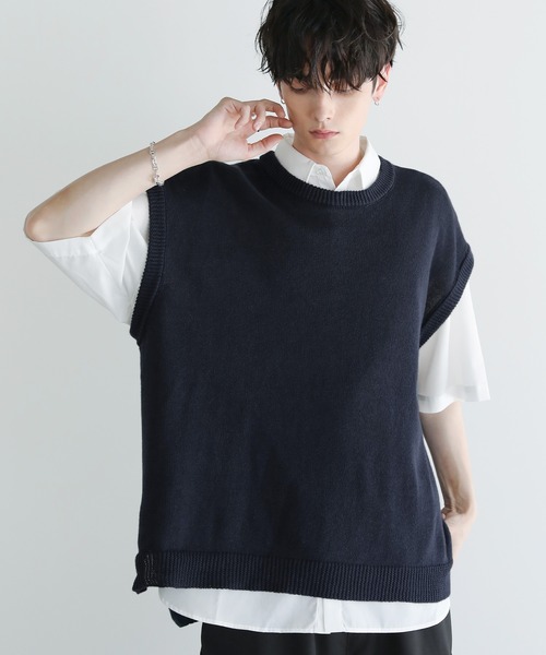 ASTRONOMY（アストロノミー）の「Buyer's Select / 綿麻サマーニットベスト（ベスト・メンズ・ライトグレー/ブラック/ブルー系/ベージュ系・M/L/XL）」の4枚目の写真