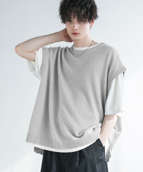 ASTRONOMY（アストロノミー）の「Buyer's Select / 綿麻サマーニットベスト（ベスト・メンズ・ライトグレー/ブラック/ブルー系/ベージュ系・M/L/XL）」の3枚目の写真