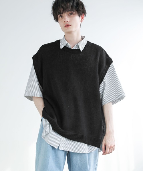 ASTRONOMY（アストロノミー）の「Buyer's Select / 綿麻サマーニットベスト（ベスト・メンズ・ライトグレー/ブラック/ブルー系/ベージュ系・M/L/XL）」の6枚目の写真