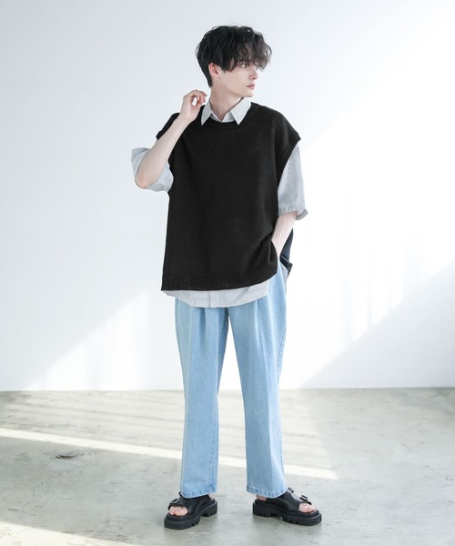 ASTRONOMY（アストロノミー）の「Buyer's Select / 綿麻サマーニットベスト（ベスト・メンズ・ライトグレー/ブラック/ブルー系/ベージュ系・M/L/XL）」の8枚目の写真