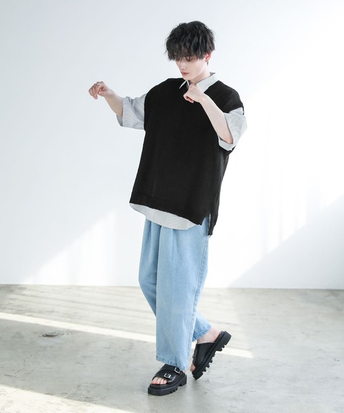 ASTRONOMY（アストロノミー）の「Buyer's Select / 綿麻サマーニットベスト（ベスト・メンズ・ライトグレー/ブラック/ブルー系/ベージュ系・M/L/XL）」の9枚目の写真