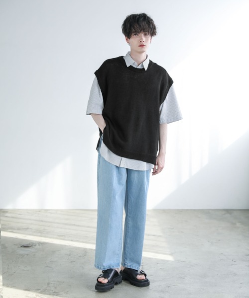 ASTRONOMY（アストロノミー）の「Buyer's Select / 綿麻サマーニットベスト（ベスト・メンズ・ライトグレー/ブラック/ブルー系/ベージュ系・M/L/XL）」の10枚目の写真