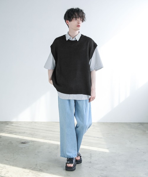 ASTRONOMY（アストロノミー）の「Buyer's Select / 綿麻サマーニットベスト（ベスト・メンズ・ライトグレー/ブラック/ブルー系/ベージュ系・M/L/XL）」の11枚目の写真