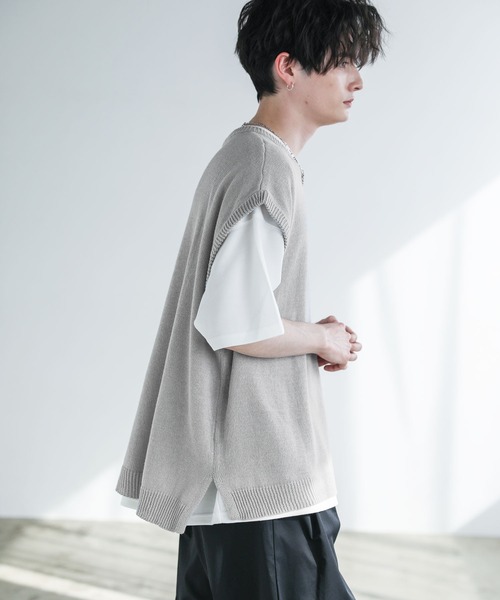 ASTRONOMY（アストロノミー）の「Buyer's Select / 綿麻サマーニットベスト（ベスト・メンズ・ライトグレー/ブラック/ブルー系/ベージュ系・M/L/XL）」の15枚目の写真