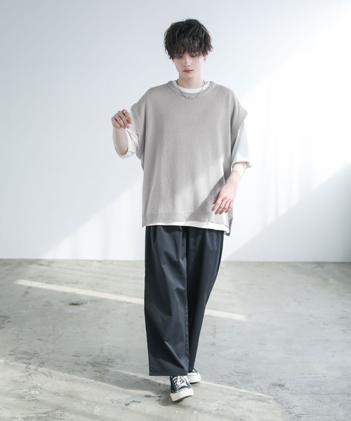 ASTRONOMY（アストロノミー）の「Buyer's Select / 綿麻サマーニットベスト（ベスト・メンズ・ライトグレー/ブラック/ブルー系/ベージュ系・M/L/XL）」の19枚目の写真