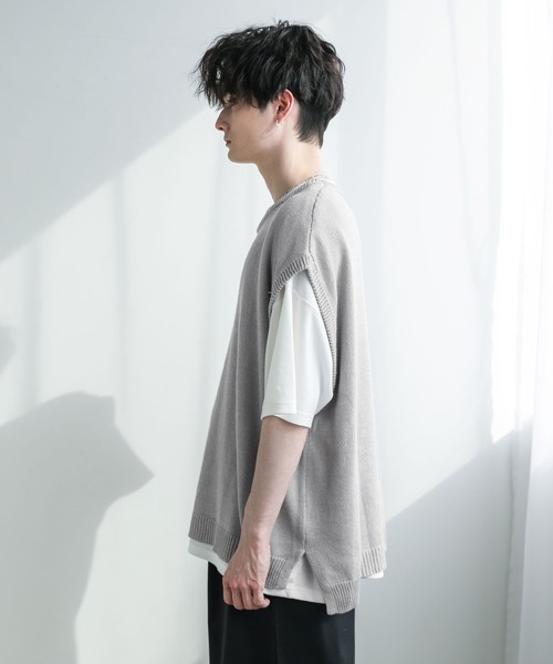 ASTRONOMY（アストロノミー）の「Buyer's Select / 綿麻サマーニットベスト（ベスト・メンズ・ライトグレー/ブラック/ブルー系/ベージュ系・M/L/XL）」の21枚目の写真