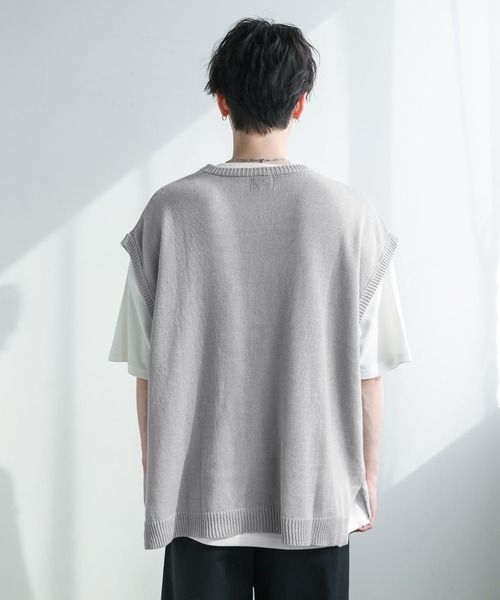 ASTRONOMY（アストロノミー）の「Buyer's Select / 綿麻サマーニットベスト（ベスト・メンズ・ライトグレー/ブラック/ブルー系/ベージュ系・M/L/XL）」の22枚目の写真