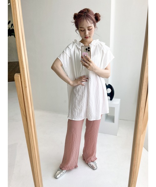 JUMELLE(ジュメロ)の「シアーチェックパンツ(その他パンツ・レディース・ピンク/ブルー・S/M)」の7枚目の写真