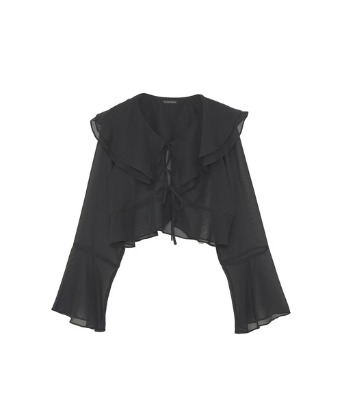 ANDGEEBEE（アンジービー）の「シアーベルスリーブブラウス（シャツ/ブラウス・レディース・ブラック/カーキ・MEDIUM）」の7枚目の写真