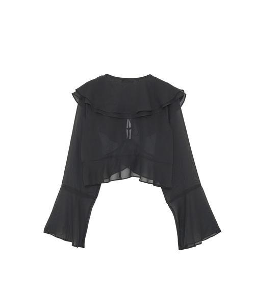 ANDGEEBEE（アンジービー）の「シアーベルスリーブブラウス（シャツ/ブラウス・レディース・ブラック/カーキ・MEDIUM）」の8枚目の写真