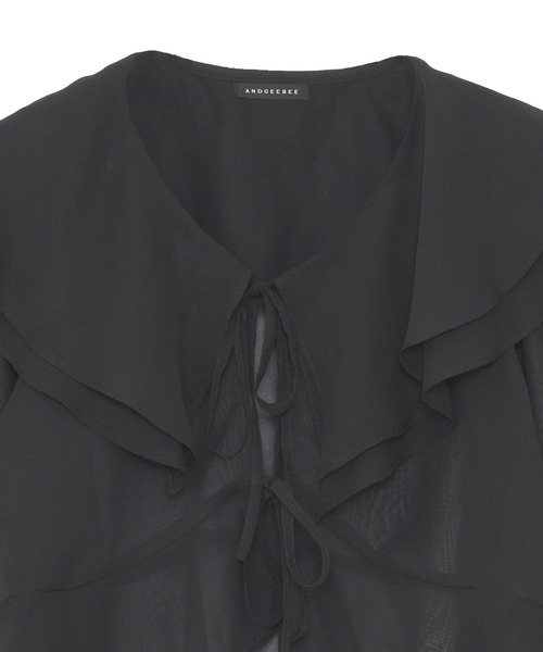 ANDGEEBEE（アンジービー）の「シアーベルスリーブブラウス（シャツ/ブラウス・レディース・ブラック/カーキ・MEDIUM）」の9枚目の写真