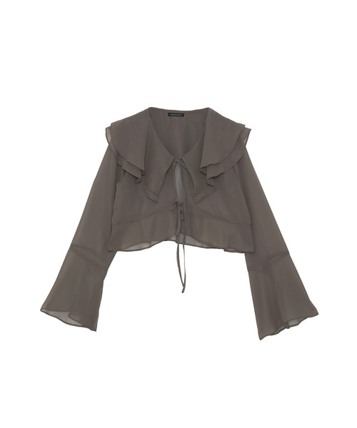 ANDGEEBEE（アンジービー）の「シアーベルスリーブブラウス（シャツ/ブラウス・レディース・ブラック/カーキ・MEDIUM）」の15枚目の写真