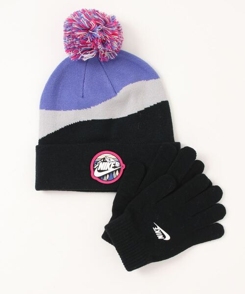 NIKE（ナイキ）の「【NIKE】NAN SNOW DAY PEAK BEANIE & GLO/ニットキャップ＆手袋セット/帽子/グローブ/ナイキ/キッズ（ニットキャップ/ビーニー・キッズ・ブラック/カーキ・M 104/120）」の2枚目の写真