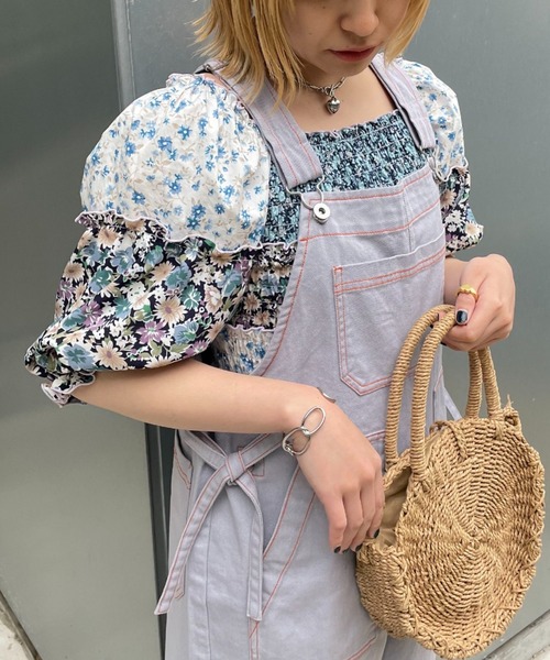 HELLO.SANFRANCISCO（ハローサンフランシスコ）の「【HELLO.SANFRANCISCO/ハローサンフランシスコ】バッチワークフラワーシャーリングブラウス（シャツ/ブラウス・レディース・レッド/サックスブルー・FREE）」の21枚目の写真