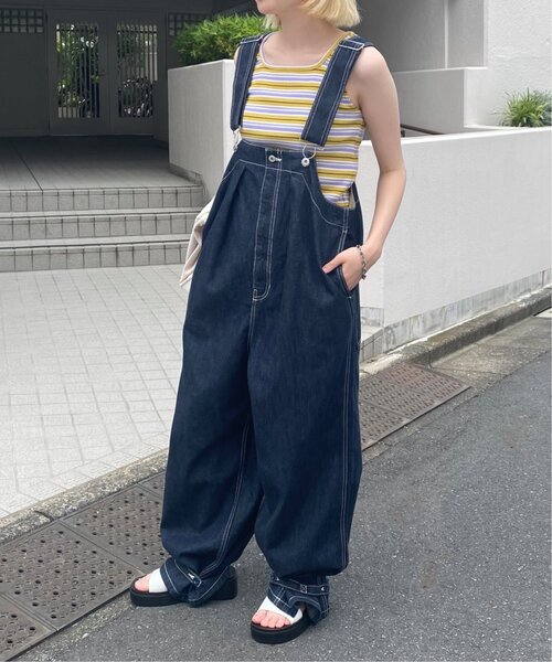 DOUBLE NAME（ダブルネーム）の「バギーデッキデニムサロペット（サロペット/オーバーオール・レディース・ワンウォッシュ/インディゴブルー・FREE）」の7枚目の写真