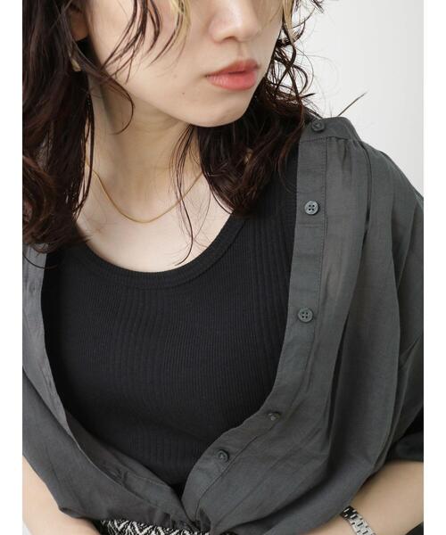 Samansa Mos2 blue（サマンサモスモスブルー）の「前後2wayランダムテレコタンクトップ（タンクトップ・レディース・ブラック/モカ/キナリ・M/L）」の12枚目の写真