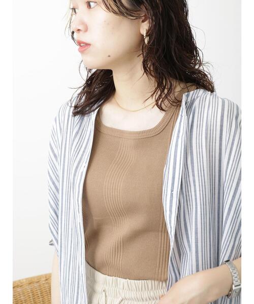 Samansa Mos2 blue（サマンサモスモスブルー）の「前後2wayランダムテレコタンクトップ（タンクトップ・レディース・ブラック/モカ/キナリ・M/L）」の22枚目の写真