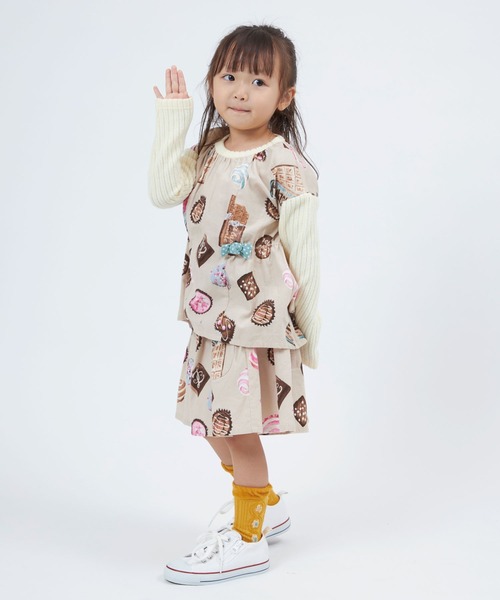 trois lapins kp（トロワラパンケーピー）の「チョコレート柄 キュロット(110~140cm)（その他パンツ・キッズ・ベージュ・140cm/120cm/130cm/110cm）」の2枚目の写真