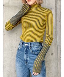 MURUA | バイカラーリブニットトップス(ニット/セーター)